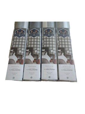 Scott Living Self Adhesive NuWallpaper lot 4 Charcoal Scottish Plaid 20.5" x 18'